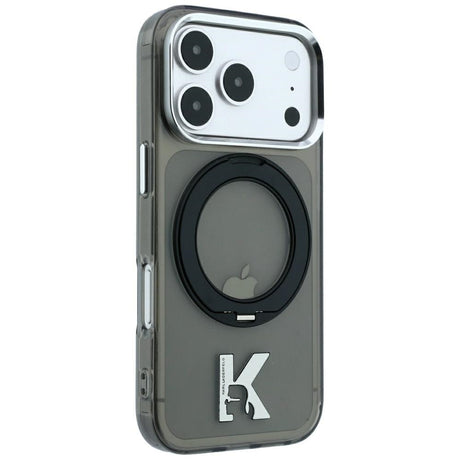 Karl Lagerfeld iPhone 17 Pro/iPhone 18 Pro Kuori Ring Stand Kameo Musta