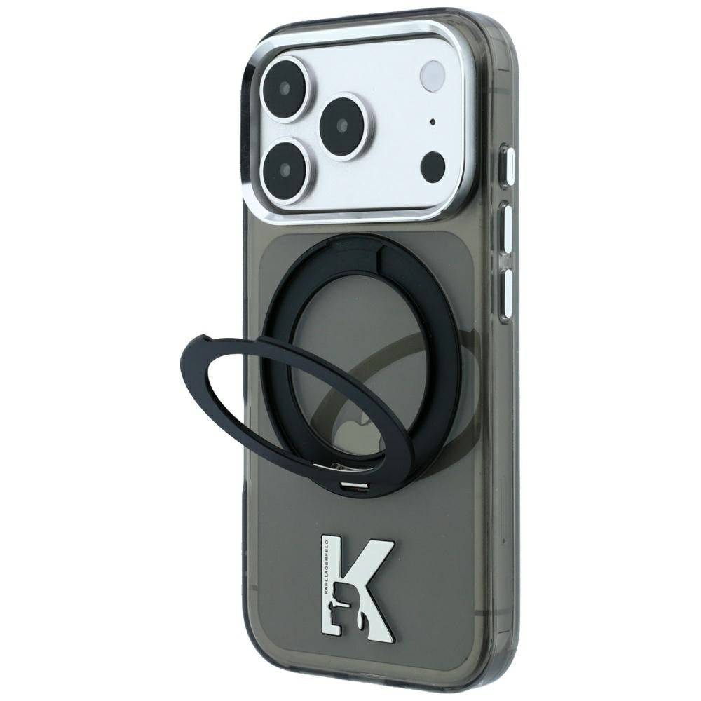 Karl Lagerfeld iPhone 17 Pro Max/iPhone 18 Pro Max Kuori Ring Stand Kameo Musta