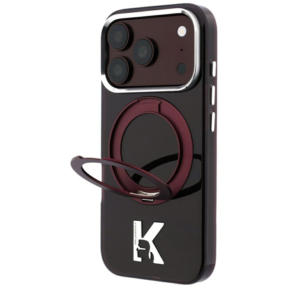 Karl Lagerfeld iPhone 17 Pro Max/iPhone 18 Pro Max Kuori Ring Stand Kameo Burgundy