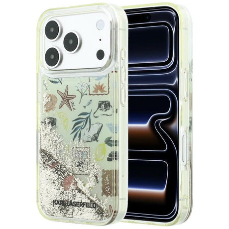 Karl Lagerfeld iPhone 17 Pro/iPhone 18 Pro Kuori nestemäisellä glitterillä, Beach Beige