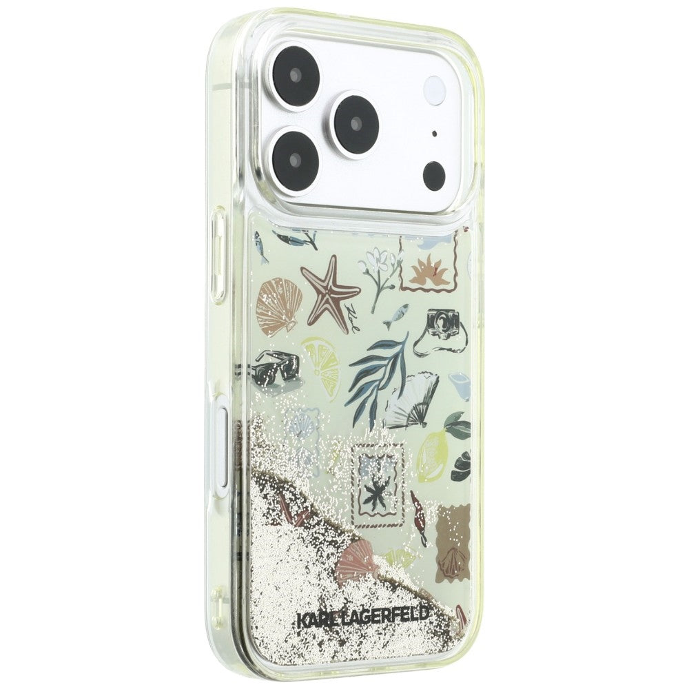 Karl Lagerfeld iPhone 17 Pro/iPhone 18 Pro Kuori nestemäisellä glitterillä, Beach Beige