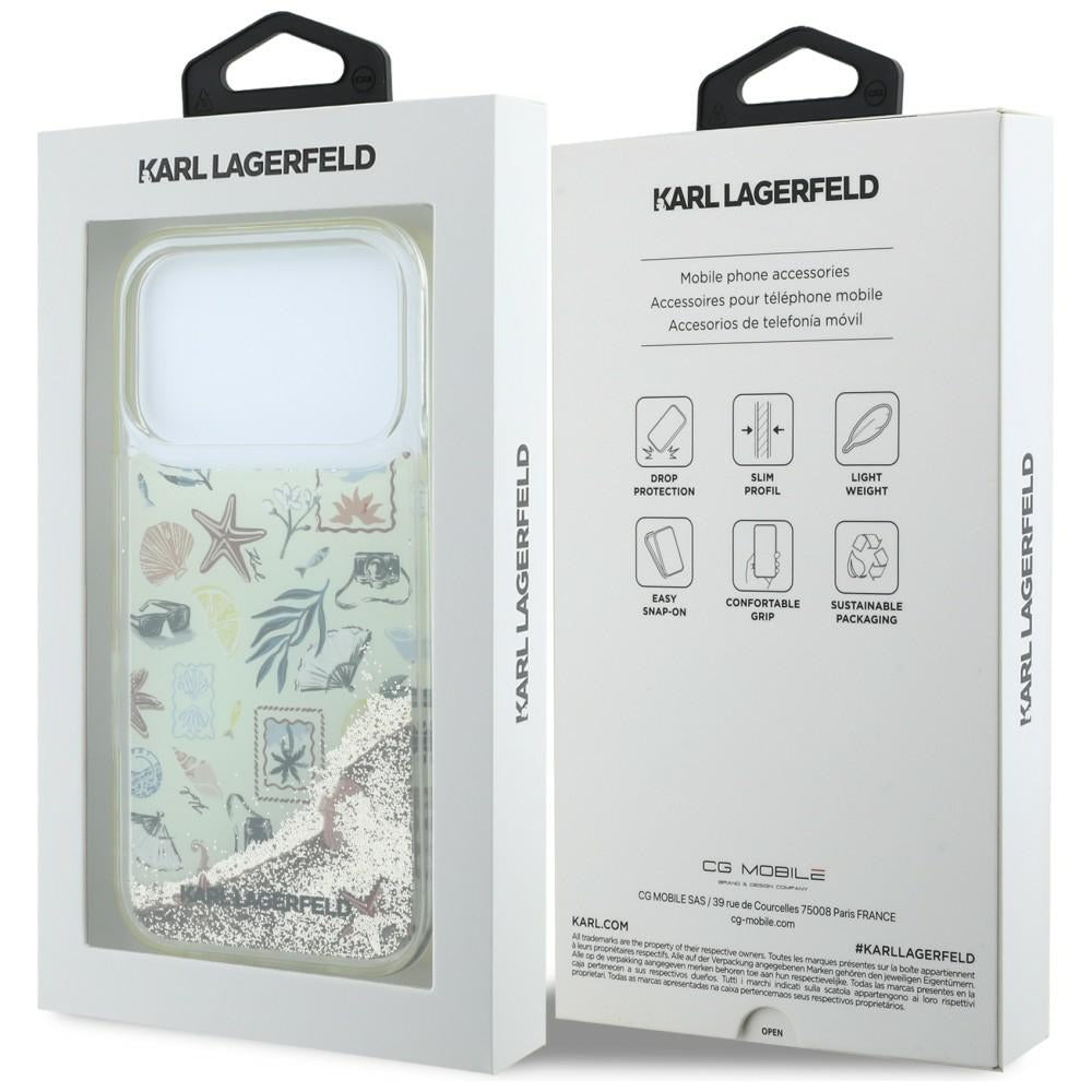 Karl Lagerfeld iPhone 17 Pro/iPhone 18 Pro Kuori nestemäisellä glitterillä, Beach Beige