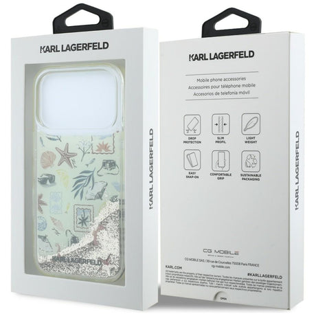 Karl Lagerfeld iPhone 17 Pro/iPhone 18 Pro Kuori nestemäisellä glitterillä, Beach Beige