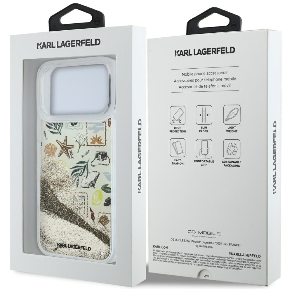 Karl Lagerfeld iPhone 17 Pro Max/iPhone 18 Pro Max Kuori Liquid Glitter Beach Beige