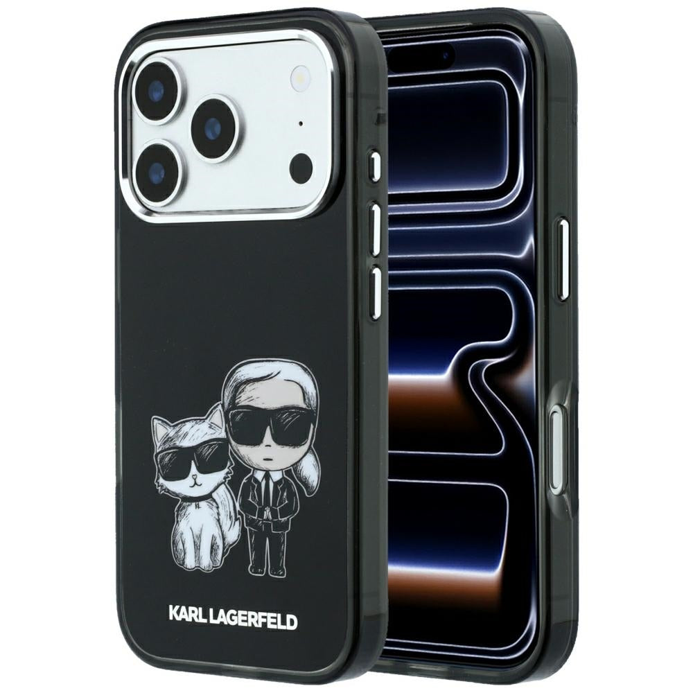 Karl Lagerfeld iPhone 17 Pro/iPhone 18 Pro Kuori Karl & Choupette Sketch Musta