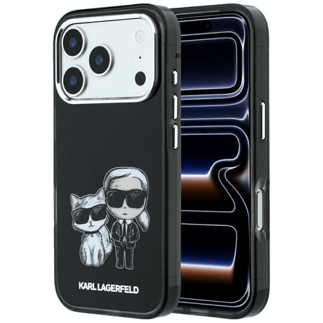 Karl Lagerfeld iPhone 17 Pro/iPhone 18 Pro Kuori Karl & Choupette Sketch Musta