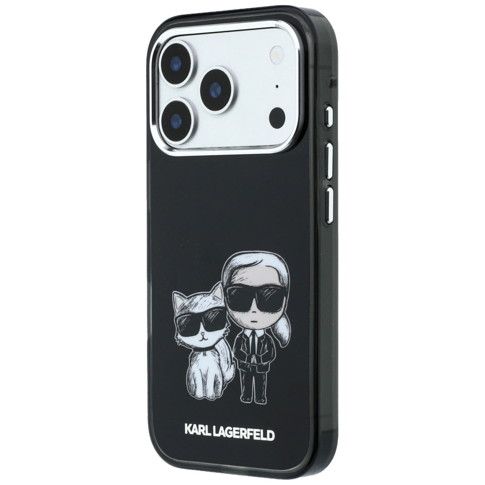Karl Lagerfeld iPhone 17 Pro/iPhone 18 Pro Kuori Karl & Choupette Sketch Musta