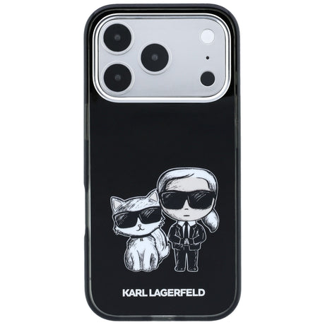 Karl Lagerfeld iPhone 17 Pro/iPhone 18 Pro Kuori Karl & Choupette Sketch Musta