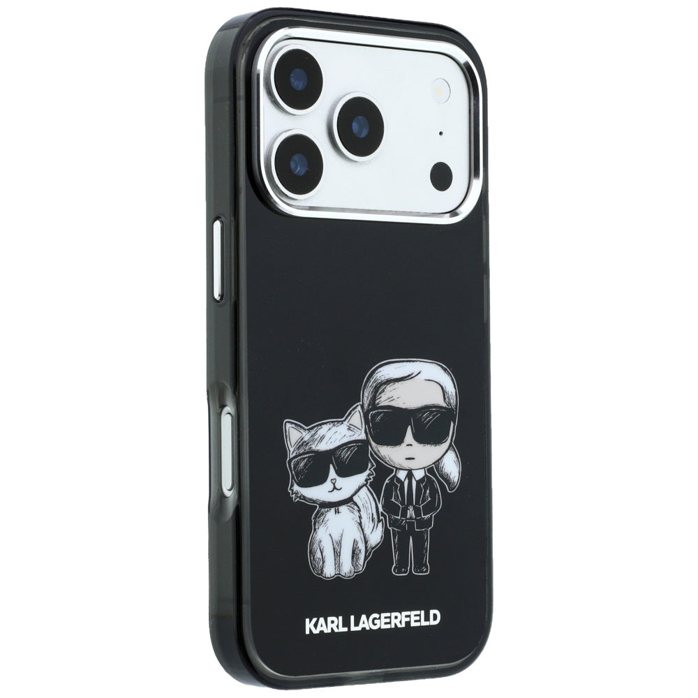 Karl Lagerfeld iPhone 17 Pro/iPhone 18 Pro Kuori Karl & Choupette Sketch Musta
