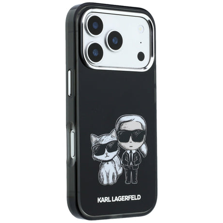 Karl Lagerfeld iPhone 17 Pro/iPhone 18 Pro Kuori Karl & Choupette Sketch Musta