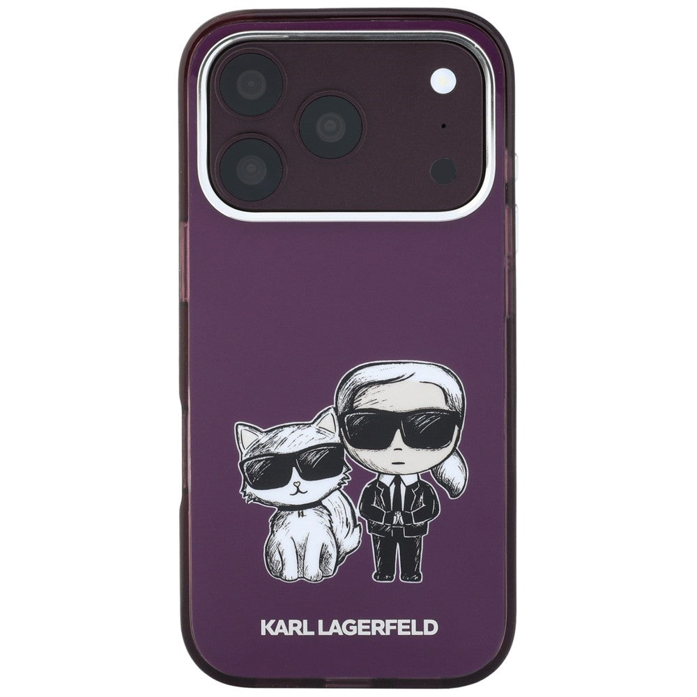 Karl Lagerfeld iPhone 17 Pro/iPhone 18 Pro Kuori Karl & Choupette Sketch Burgundy