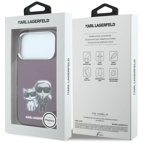 Karl Lagerfeld iPhone 17 Pro/iPhone 18 Pro Kuori Karl & Choupette Sketch Burgundy