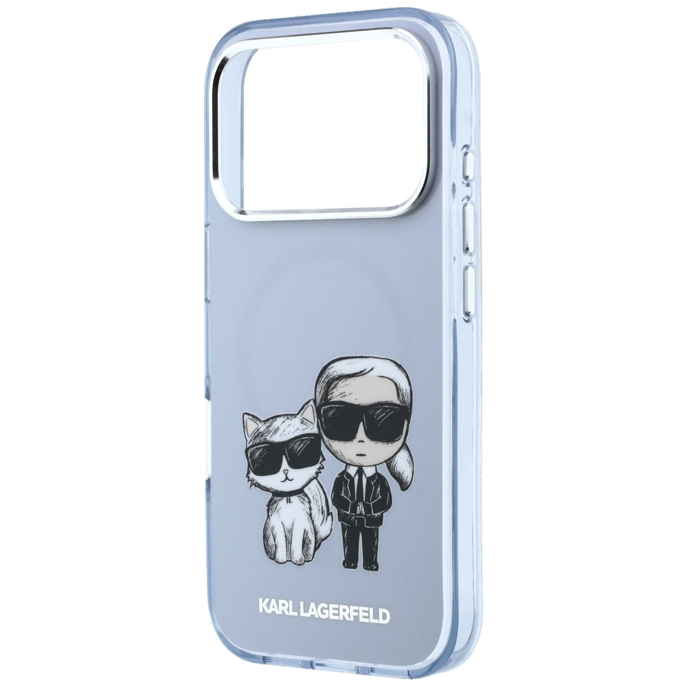 Karl Lagerfeld iPhone 17 Pro/iPhone 18 Pro Kuori Karl & Choupette Sketch Sininen