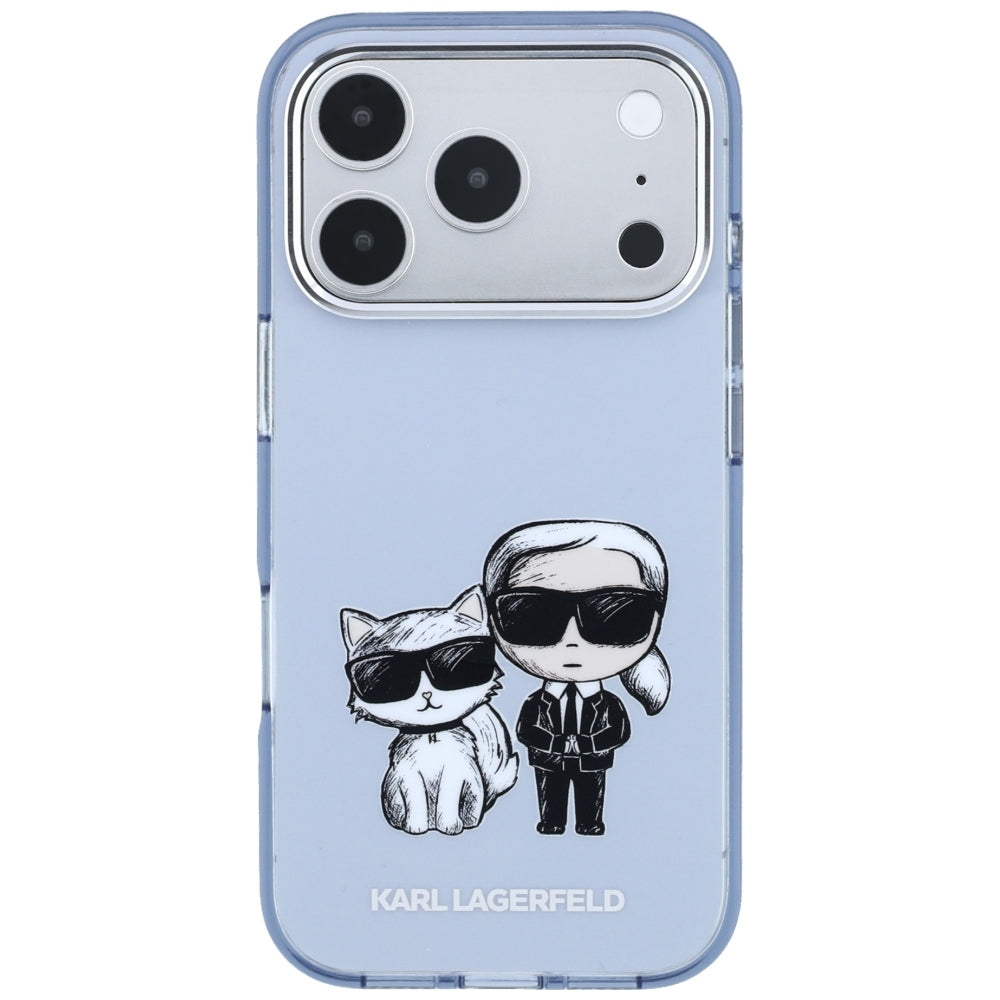 Karl Lagerfeld iPhone 17 Pro Max/iPhone 18 Pro Max Kuori Karl & Choupette Sketch Sininen