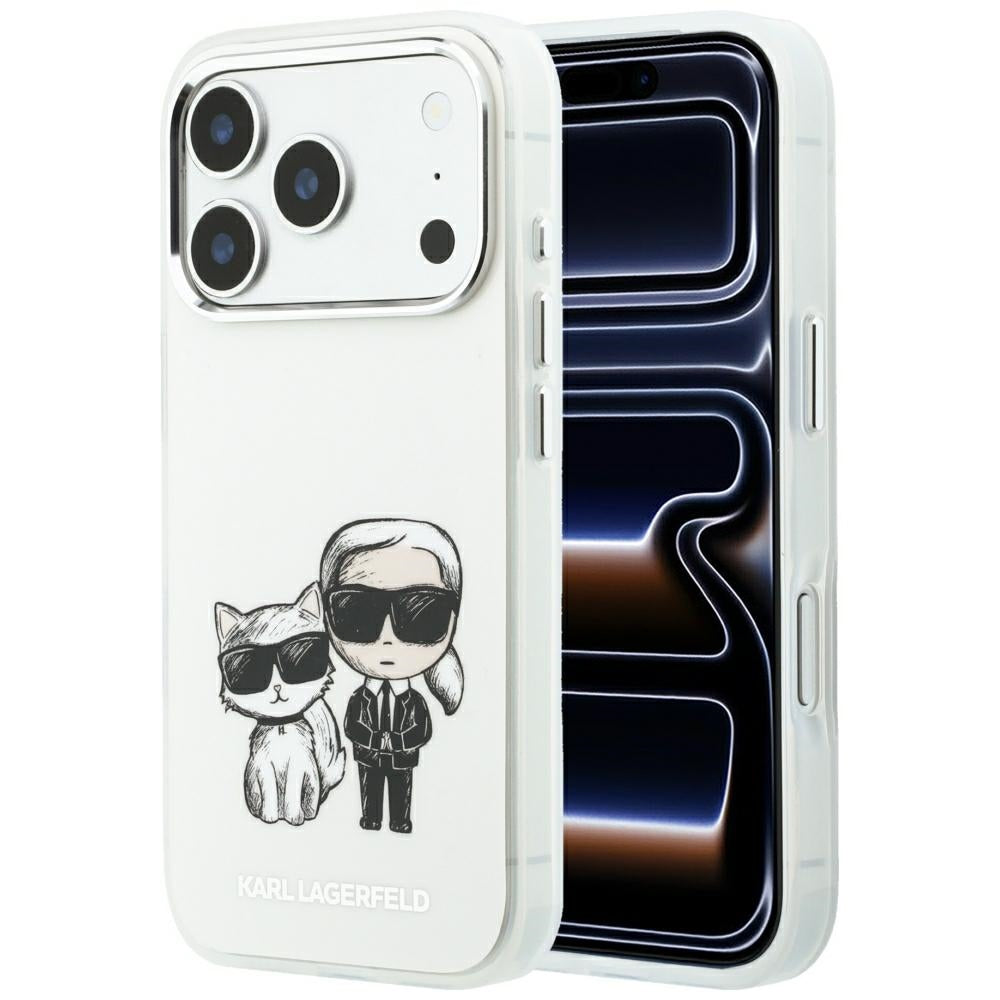 Karl Lagerfeld iPhone 17 Pro/iPhone 18 Pro Kuori Karl & Choupette Sketch Beige