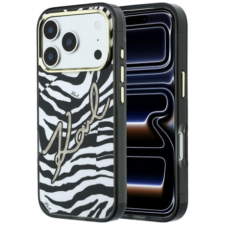 Karl Lagerfeld iPhone 17 Pro Max/iPhone 18 Pro Max Kuori Zebra Glitter Kulta