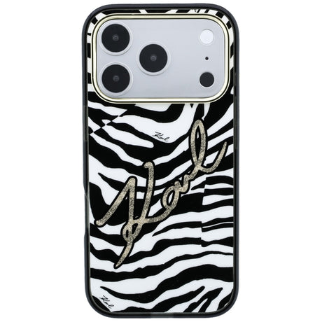 Karl Lagerfeld iPhone 17 Pro Max/iPhone 18 Pro Max Kuori Zebra Glitter Kulta