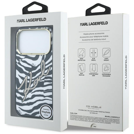 Karl Lagerfeld iPhone 17 Pro Max/iPhone 18 Pro Max Kuori Zebra Glitter Kulta