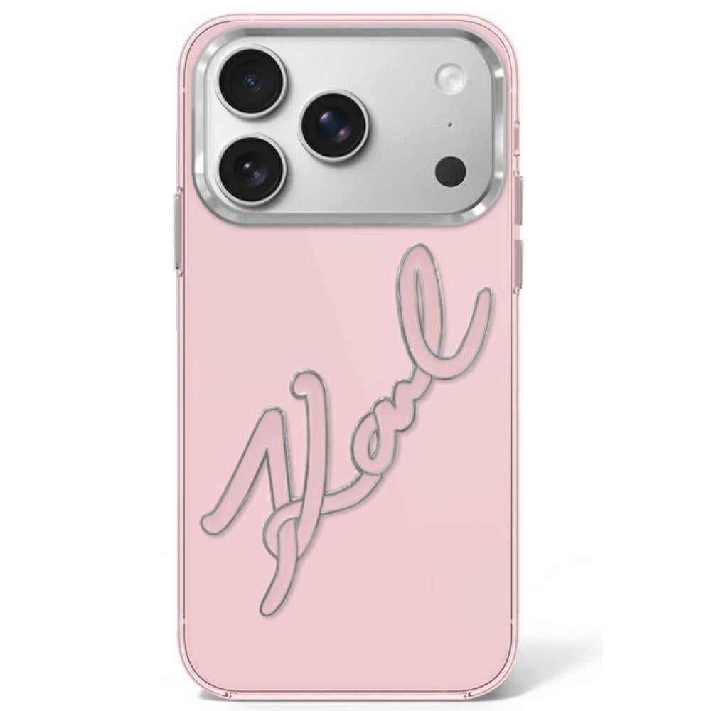 Karl Lagerfeld iPhone 17 Pro/iPhone 18 Pro Kuori Big Signature Vaaleanpunainen