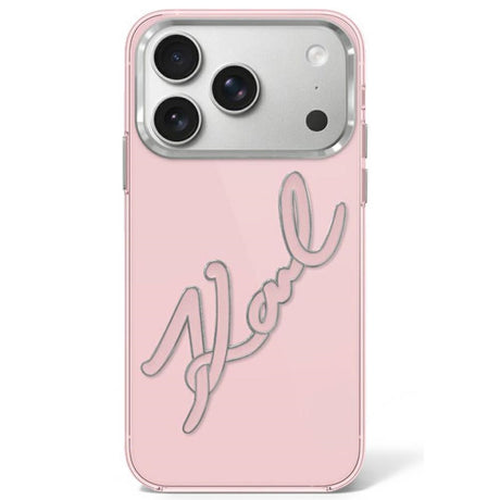 Karl Lagerfeld iPhone 17 Pro/iPhone 18 Pro Kuori Big Signature Vaaleanpunainen