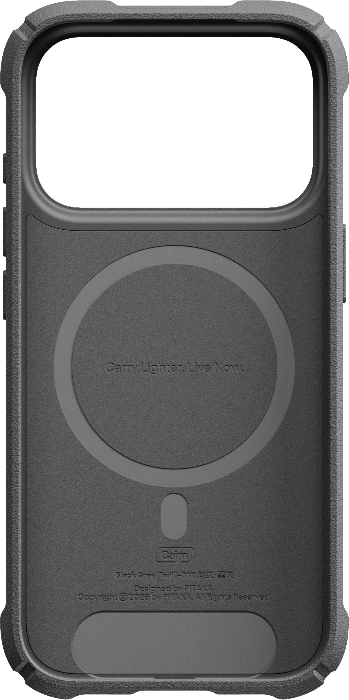Pitaka iPhone 17 Pro/iPhone 18 Pro -kuori Cairn MagSafe Black/Grey Twill