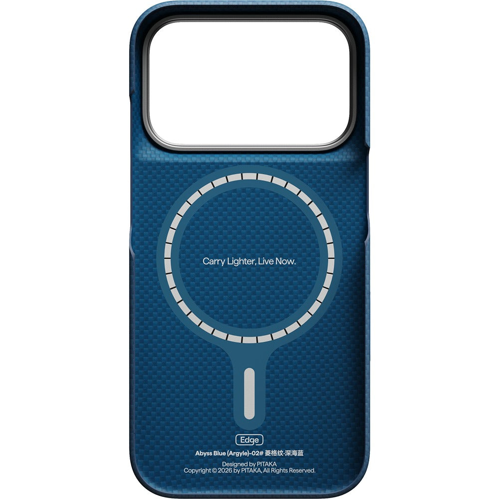 Pitaka iPhone 17 Pro/iPhone 18 Pro Kuori Edge MagSafe Argyle Abyss Blue