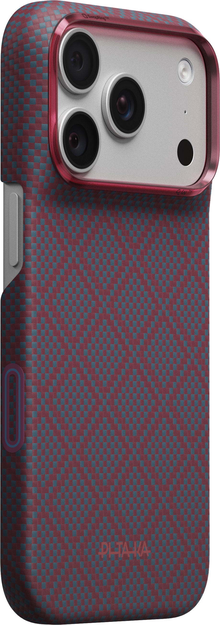 Pitaka iPhone 17 Pro/iPhone 18 Pro Kuori Edge MagSafe Argyle Blue's Red