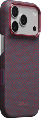 Pitaka iPhone 17 Pro/iPhone 18 Pro Kuori Edge MagSafe Argyle Blue's Red