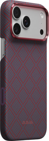 Pitaka iPhone 17 Pro Max/iPhone 18 Pro Max Kuori Edge MagSafe Argyle Blue's Red