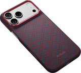 Pitaka iPhone 17 Pro Max/iPhone 18 Pro Max Kuori Edge MagSafe Argyle Blue's Red