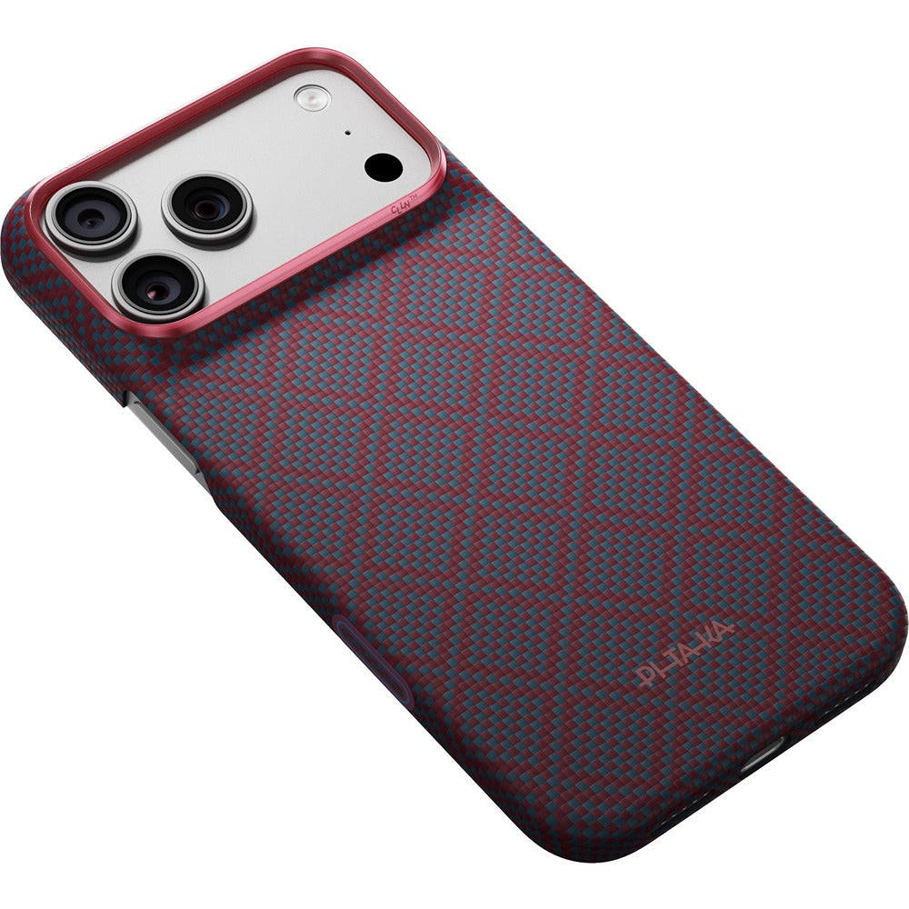 Pitaka iPhone 17 Pro Max/iPhone 18 Pro Max Kuori Edge MagSafe Argyle Blue's Red