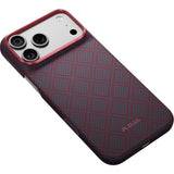 Pitaka iPhone 17 Pro Max/iPhone 18 Pro Max Kuori Edge MagSafe Argyle Blue's Red
