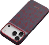 Pitaka iPhone 17 Pro Max/iPhone 18 Pro Max Kuori Edge MagSafe Argyle Blue's Red