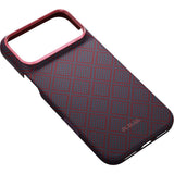 Pitaka iPhone 17 Pro Max/iPhone 18 Pro Max Kuori Edge MagSafe Argyle Blue's Red