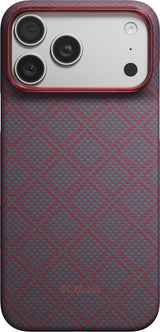 Pitaka iPhone 17 Pro Max/iPhone 18 Pro Max Kuori Edge MagSafe Argyle Blue's Red