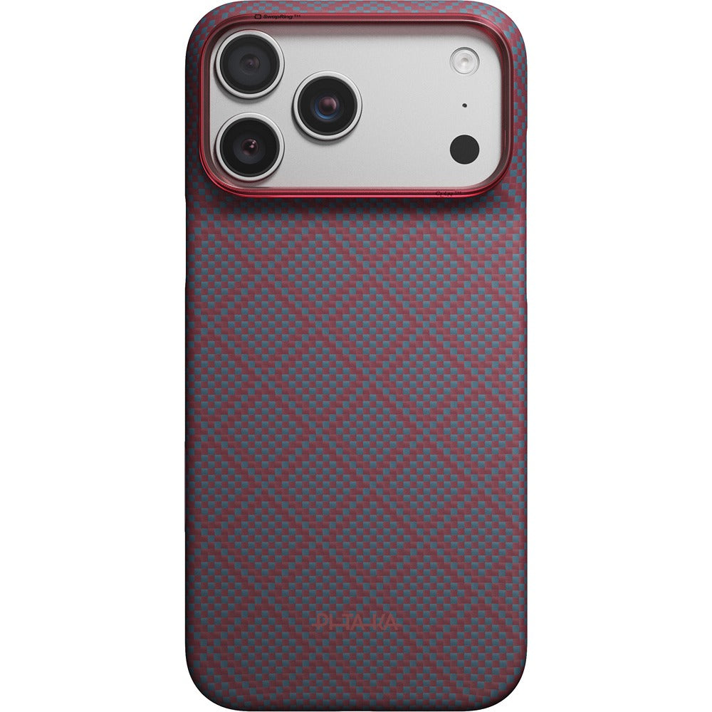 Pitaka iPhone 17 Pro Max/iPhone 18 Pro Max Kuori Edge MagSafe Argyle Blue's Red
