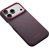 Pitaka iPhone 17 Pro/iPhone 18 Pro Kuori Edge MagSafe Argyle Blue's Red