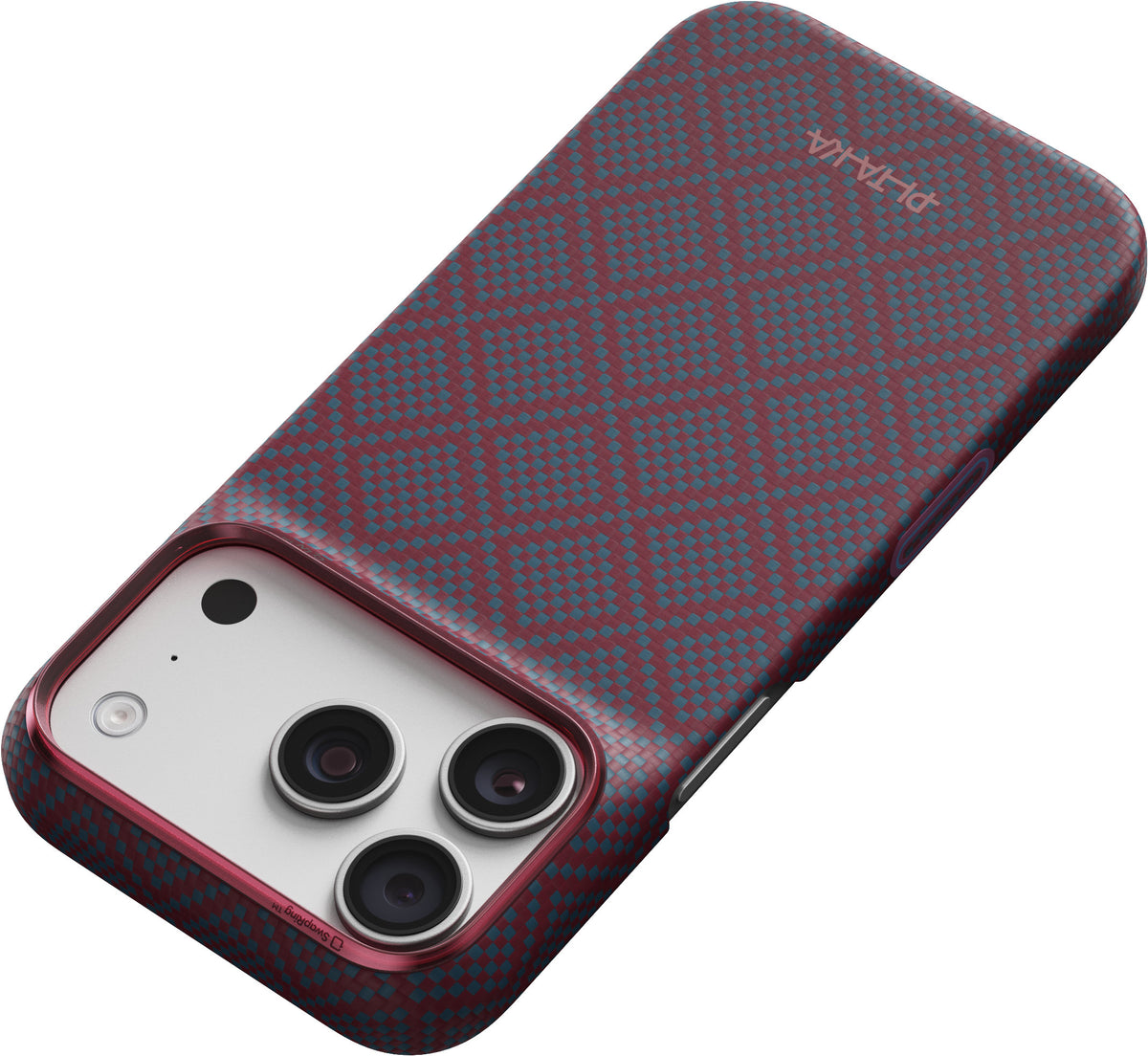 Pitaka iPhone 17 Pro/iPhone 18 Pro Kuori Edge MagSafe Argyle Blue's Red