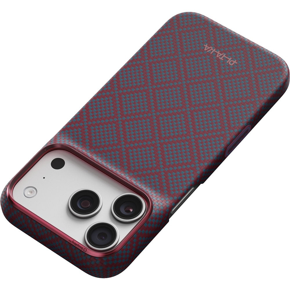 Pitaka iPhone 17 Pro/iPhone 18 Pro Kuori Edge MagSafe Argyle Blue's Red