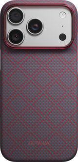 Pitaka iPhone 17 Pro/iPhone 18 Pro Kuori Edge MagSafe Argyle Blue's Red