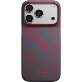 Pitaka iPhone 17 Pro/iPhone 18 Pro Kuori Edge MagSafe Argyle Blue's Red