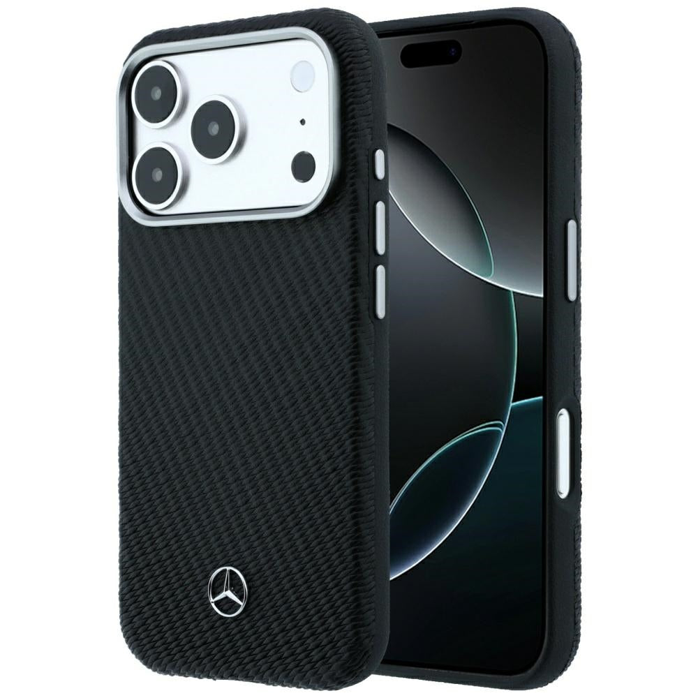 Mercedes Benz iPhone 17 Pro/iPhone 18 Pro Kuori nahkainen puukuosi Musta