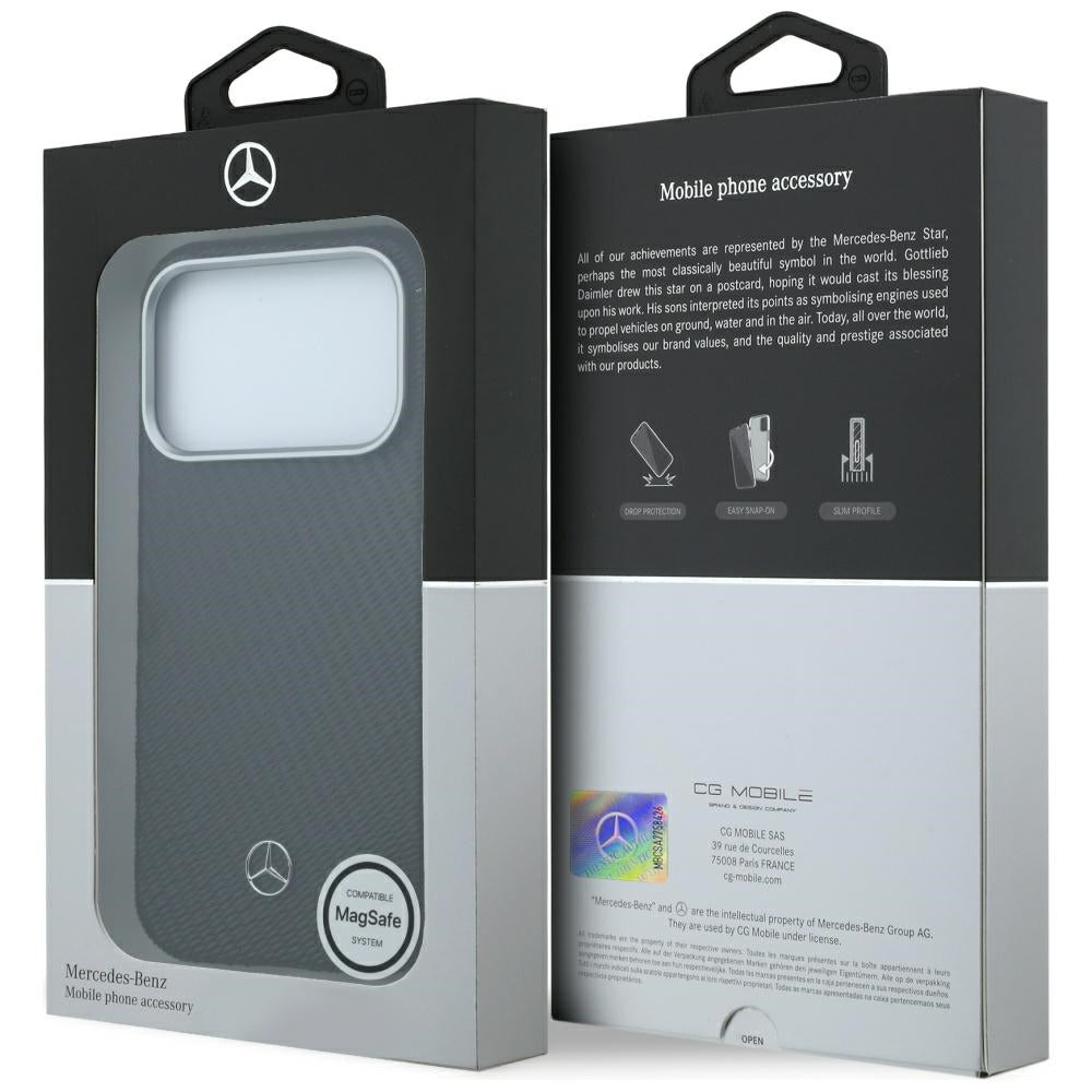 Mercedes Benz iPhone 17 Pro/iPhone 18 Pro Kuori nahkainen puukuosi Musta