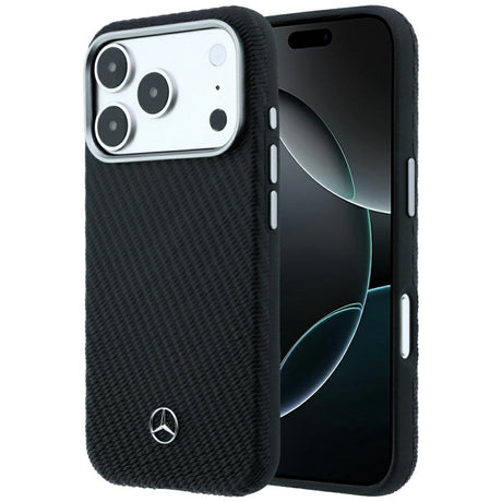 Mercedes Benz iPhone 17 Pro Max/iPhone 18 Pro Max Kuori Nahkainen puuefekti Musta