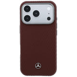 Mercedes Benz iPhone 17 Pro/iPhone 18 Pro Kuori Nahkainen puukuvio viininpunainen