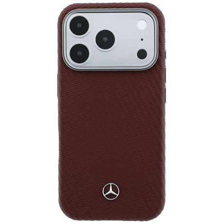 Mercedes Benz iPhone 17 Pro Max/iPhone 18 Pro Max Kuori nahkaa, puujäljitelmä, viininpunainen
