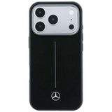 Mercedes Benz iPhone 17 Pro Max/iPhone 18 Pro Max Kuori Leather Iconic Line Musta