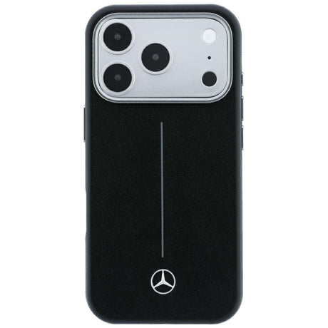 Mercedes Benz iPhone 17 Pro Max/iPhone 18 Pro Max Kuori Leather Iconic Line Musta