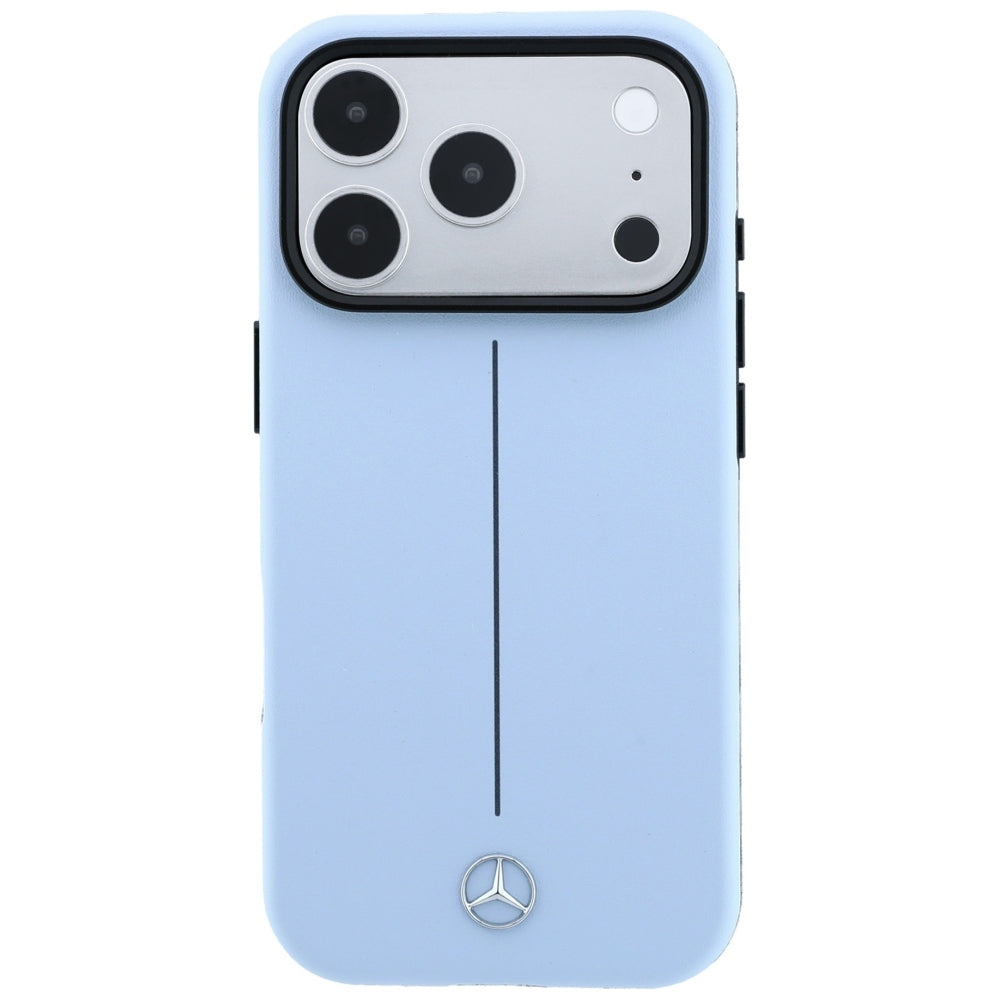 Mercedes Benz iPhone 17 Pro/iPhone 18 Pro Kuori Leather Iconic Line Sininen