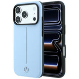 Mercedes Benz iPhone 17 Pro Max/iPhone 18 Pro Max Kuori Leather Iconic Line Sininen